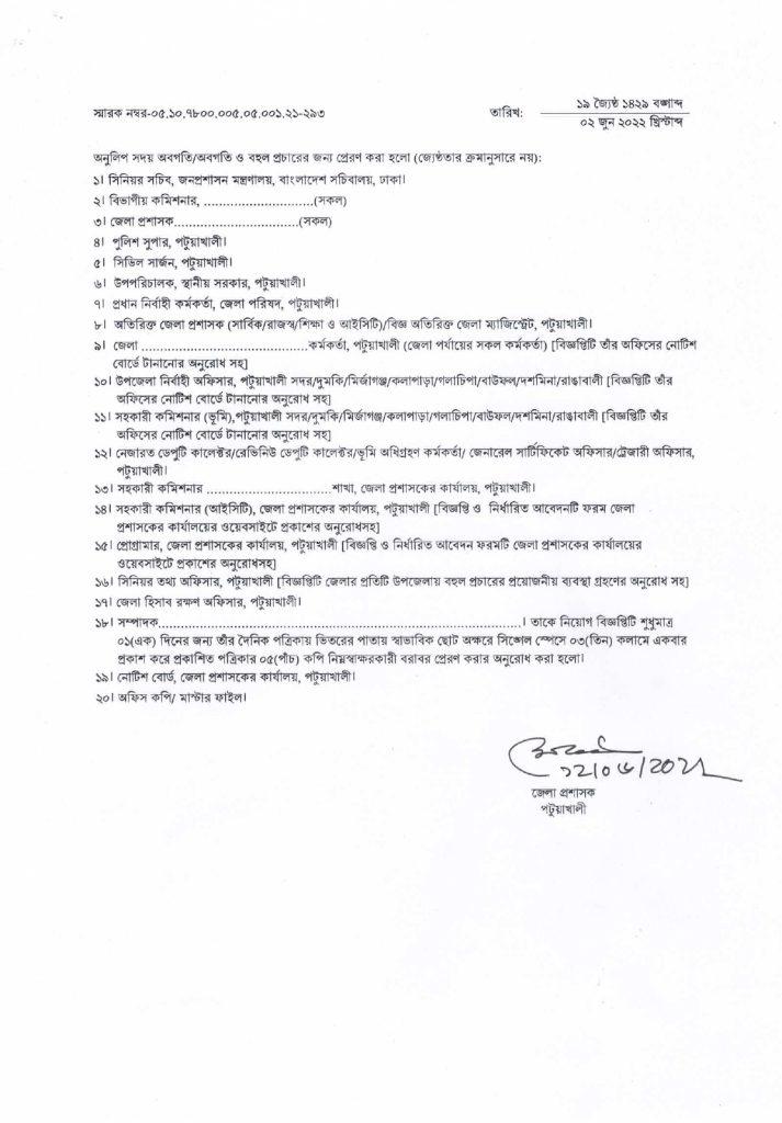 Potuakhali dc office job circular August 2023 4 potuakhali dc office job circular july 2022
