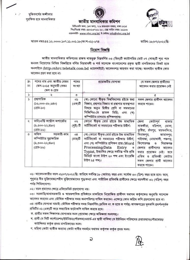 NHRC Job Circular | National Human Rights Commission 2023 1 NHRC Job Circular