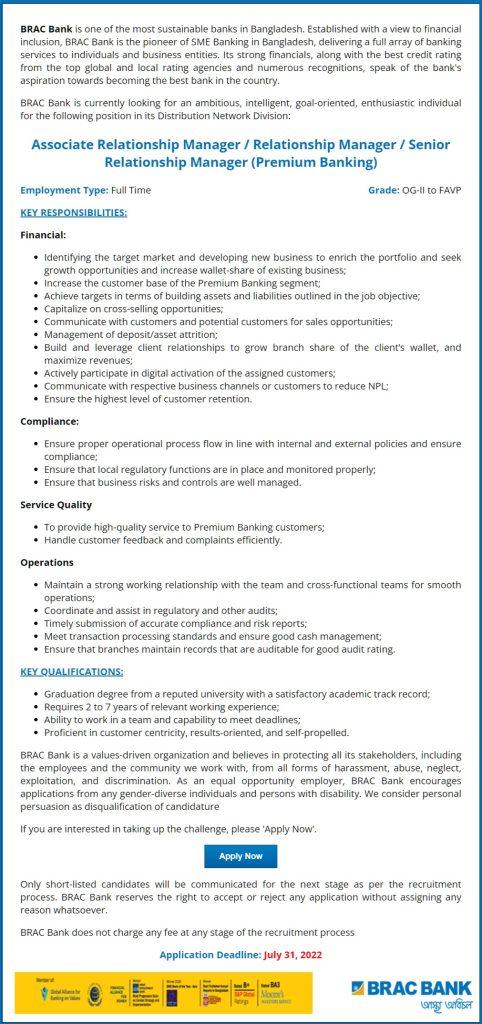 Brac bank job circular 1