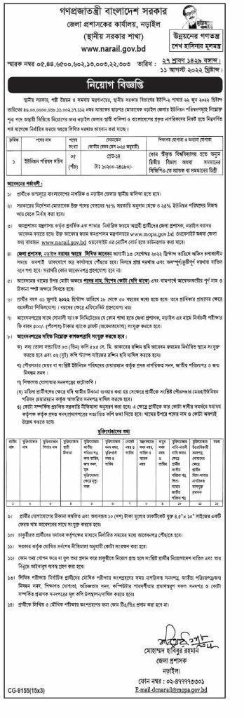 Narail Union Parishad secretary job circular 2023 1