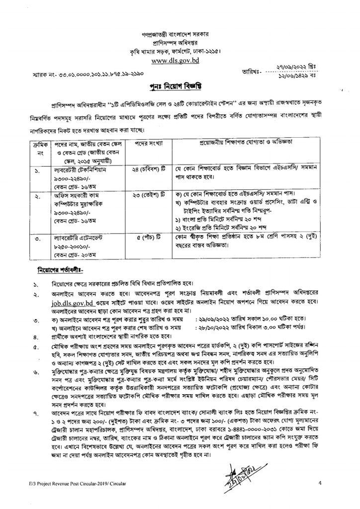 DLS job Circular 2023| প্রাণিসম্পদ অধিদপ্তর APPLY 1