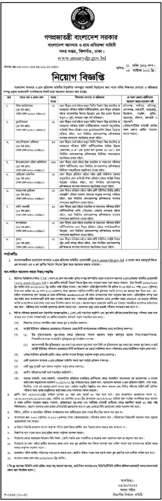 ansar vdp job circular