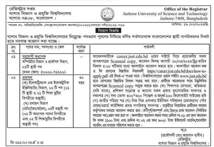 JUST job circular ( 8 Vacancy) 2024- Apply Now 1 jUST job circular